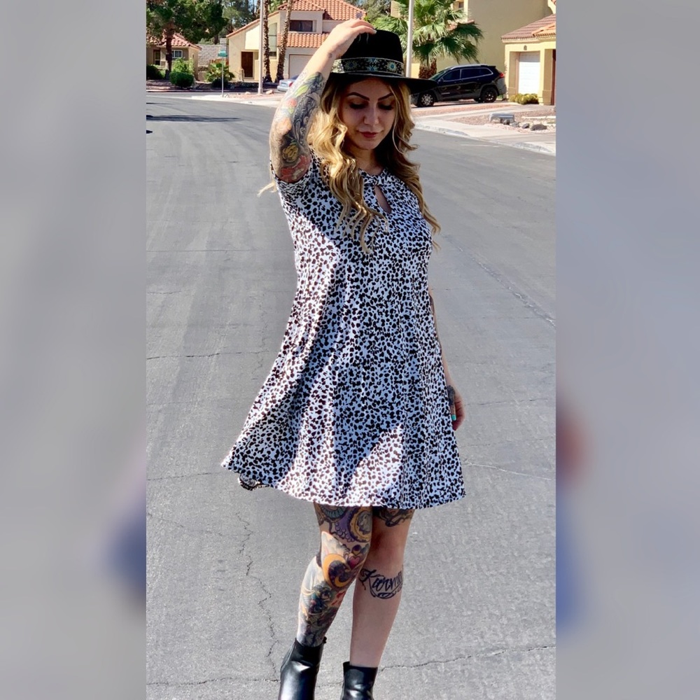 Animal print A line dress with pockets!